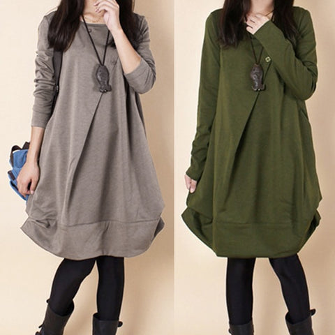 Women Dress Short Dress Long Sleeve Loose