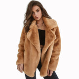 Warm Faux Fur Coats Outwear Ladies Autumn Winter Fashion