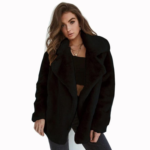 Warm Faux Fur Coats Outwear Ladies Autumn Winter Fashion