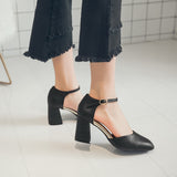 HEE GRAND Women Med Square Heel Pumps Sexy