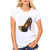 Fashion High Heels Print Funny Summer T shirt